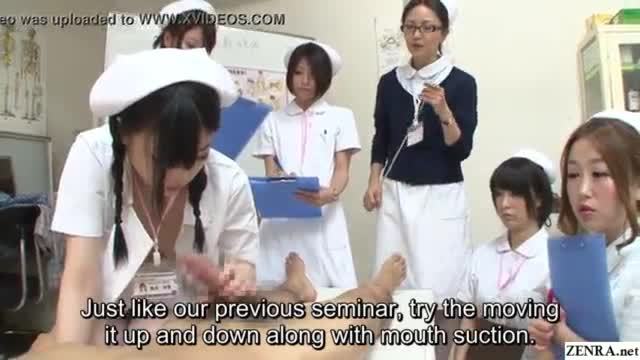 Busty japanese nurses in medical threeway fun