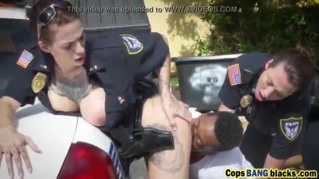Black stud arrested and forced to bang slutty cops