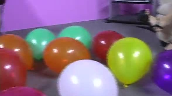 Challenge girls to pop some balloons